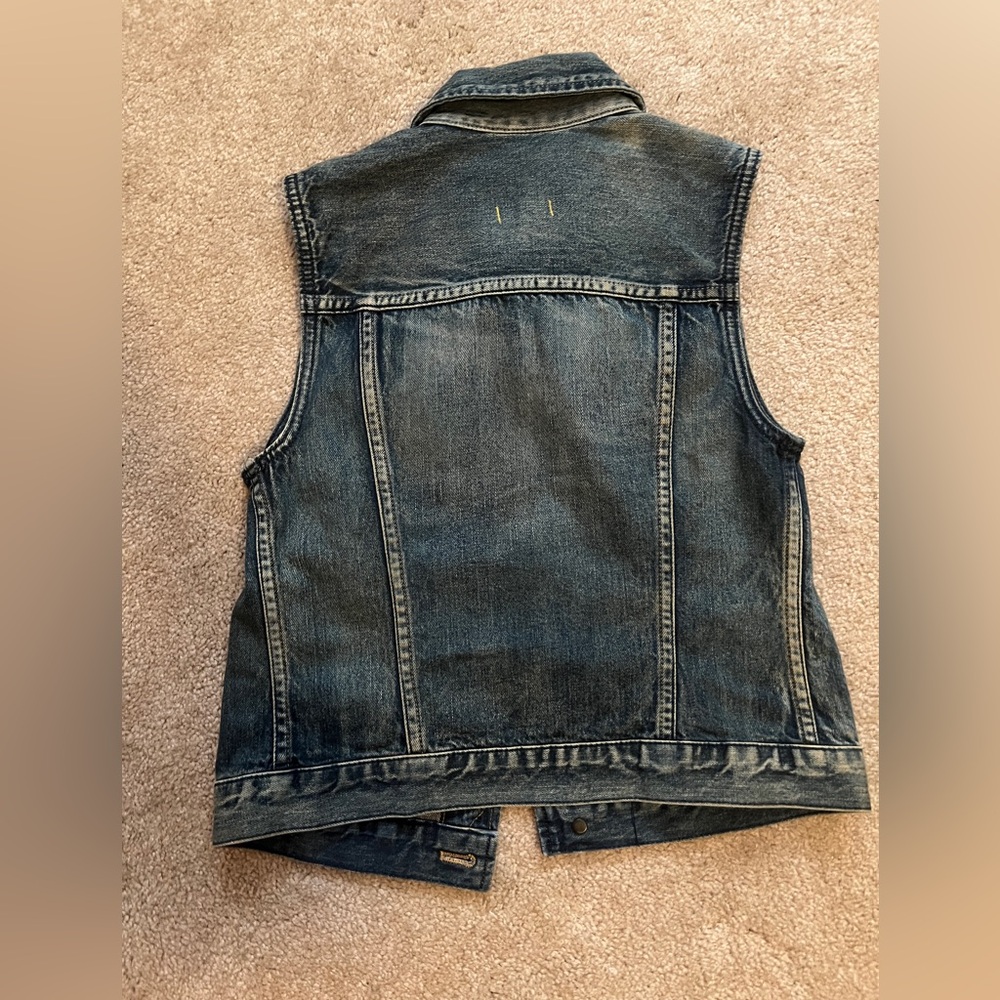 Madewell Medium Wash 100% Cotton Jean Vest Size XSmall - Picture 7 of 9